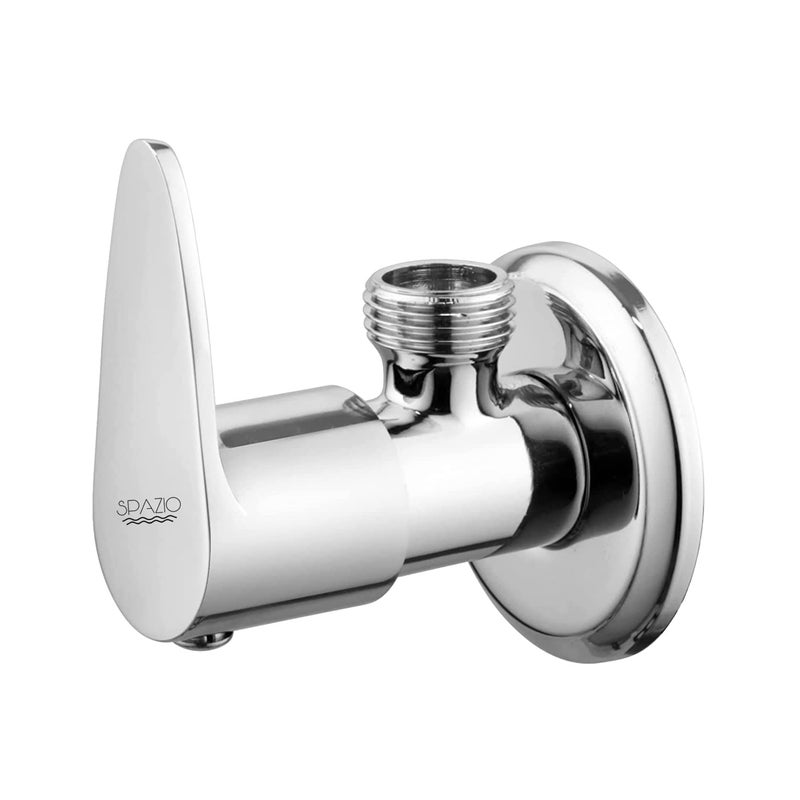 SPAZIO Vignette Brass Quarter Turn Angle ValveAngle Cock Stop Cock For HotCold Water With Brass Disc Wall Flange Chrome Finish Pack of 1 - Image 1