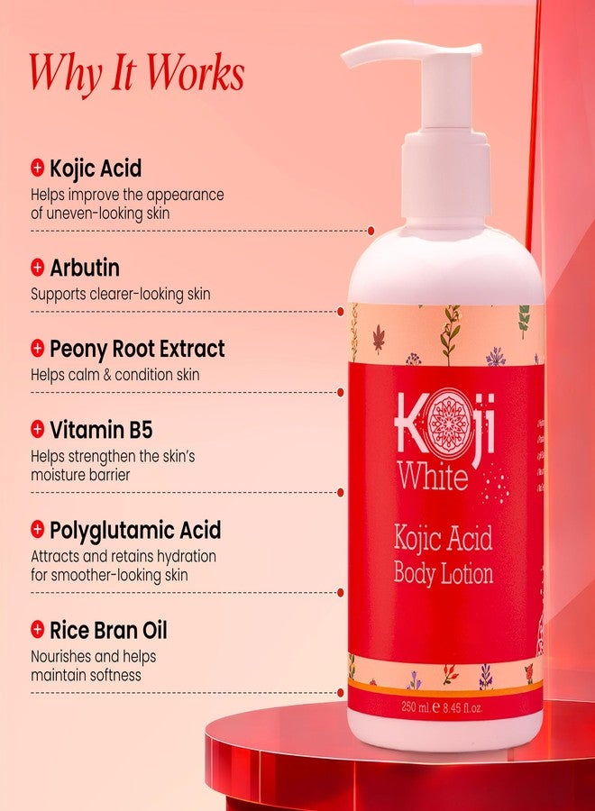 Koji White Kojic Acid Body Lotion – Vegan Moisturizing Lotion for Dry Skin, Hydrating and Nourishing, Paraben-Free, 8.45 Fl Oz - Image 4