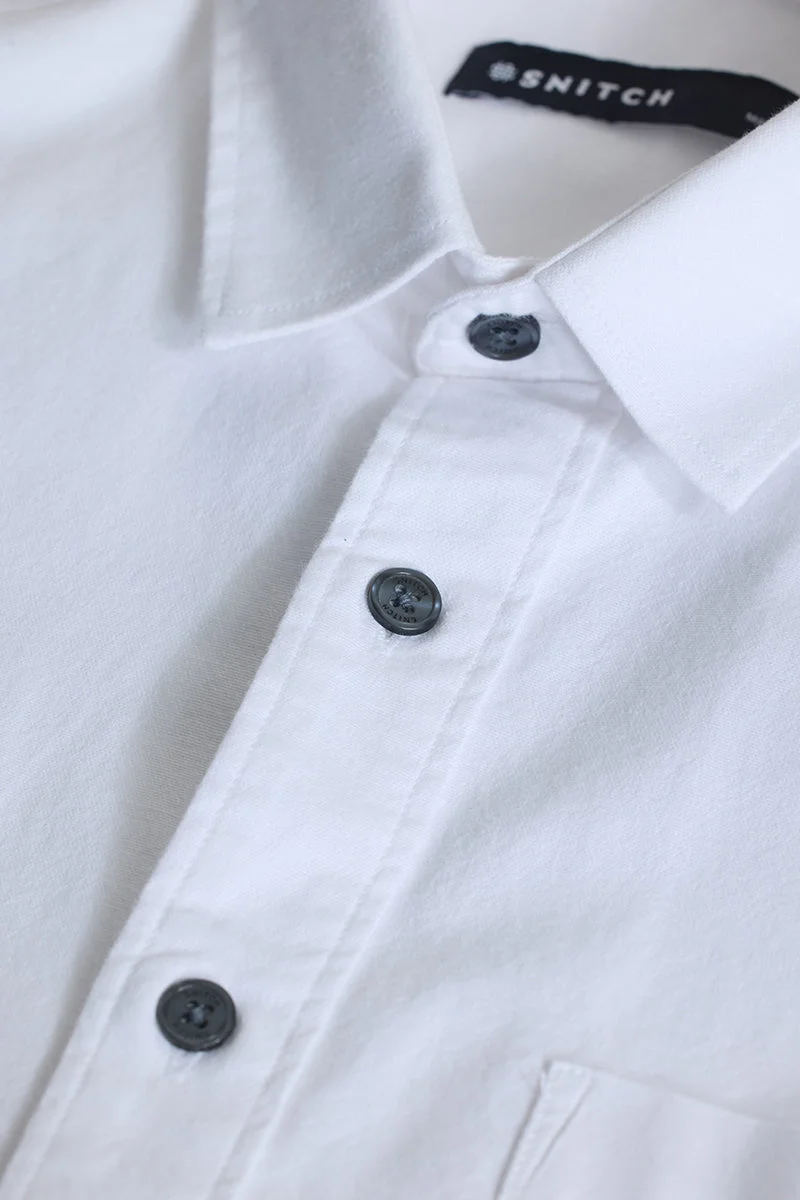 SNITCH White White Solid Long Sleeve Slim Fit Casual Shirt for Men | Best Price UAE