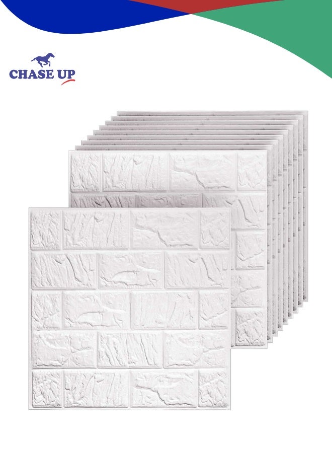 تشيس اب ألواح حائط ثلاثية الأبعاد قابلة للتقشير واللصق، 12 قطعة، ملصق ورق حائط من الطوب الصناعي المقاوم للماء مع رغوة ذاتية اللصق، ملصق حائط ثلاثي الأبعاد للديكور الداخلي، ديكور الحمام وغرفة النوم والمنزل (13.78 بوصة × 15.16 بوصة) - Image 1