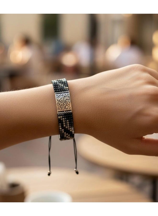 Ruby Art Gold Handmade Miyuki Beaded Bracelet with 925 Sterling Silver, Adjustable Unisex Minimalist Jewelry - Image 3