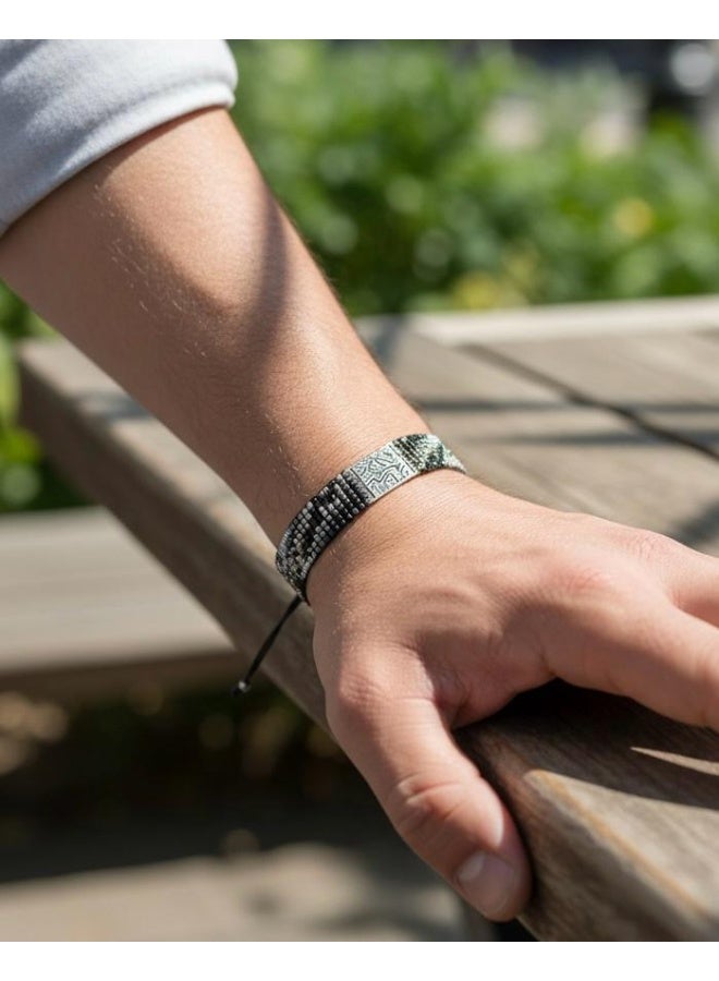 Ruby Art Gold Handmade Miyuki Beaded Bracelet with 925 Sterling Silver, Adjustable Unisex Minimalist Jewelry - Image 4