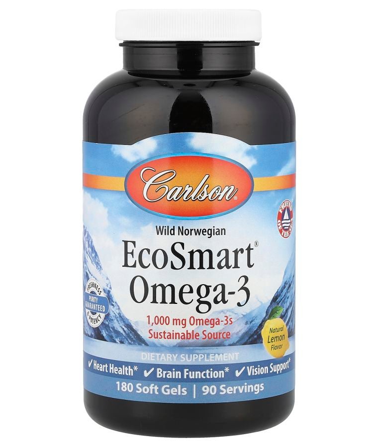 Wild Norwegian EcoSmart® Omega-3 Natural Lemon 180 Soft Gels