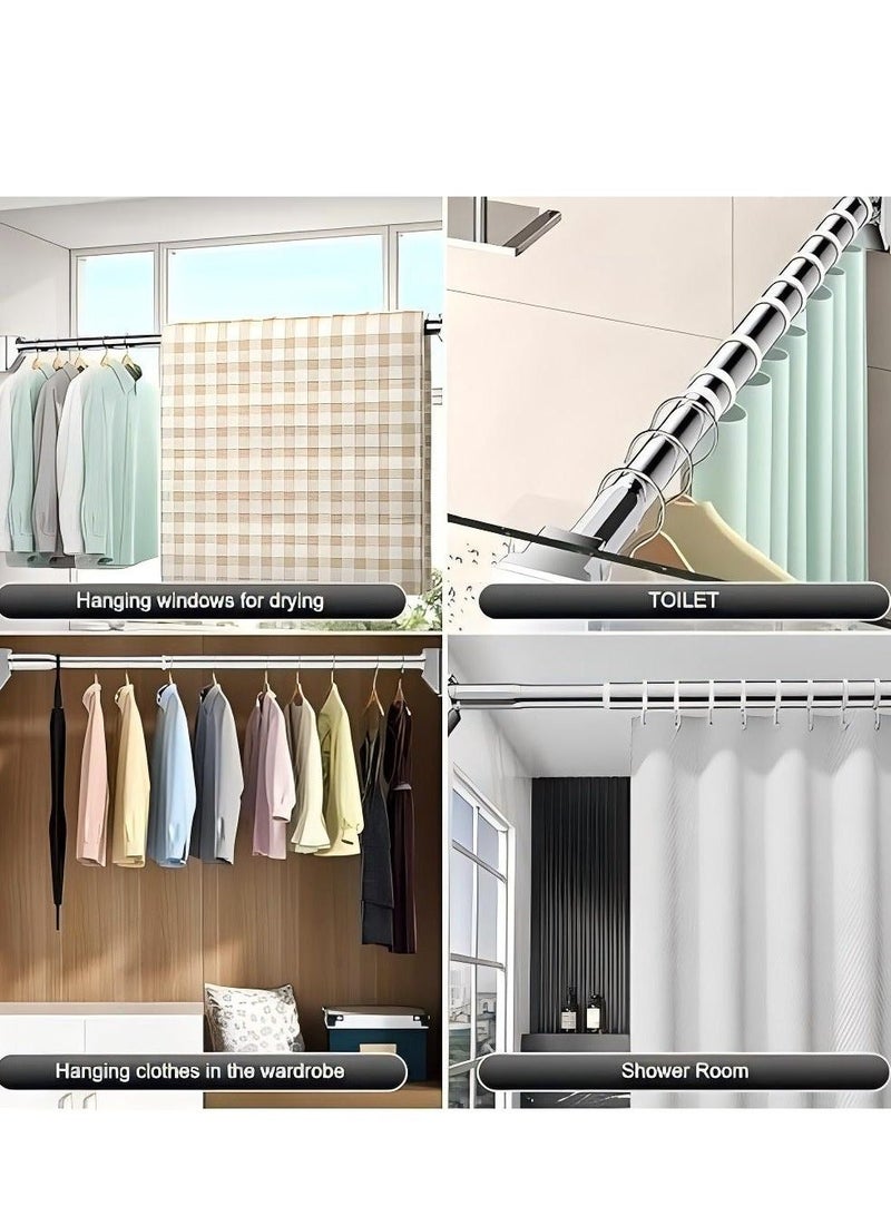 Nakhl 【Larger Base Tension Rod】 Non-Slip Adjustable Tension Pole(90-160cm),No Drilling, 304 Stainless Steel,for Shower Curtains,Window Curtains,Clothing Storage,Balcony Drying - Image 4