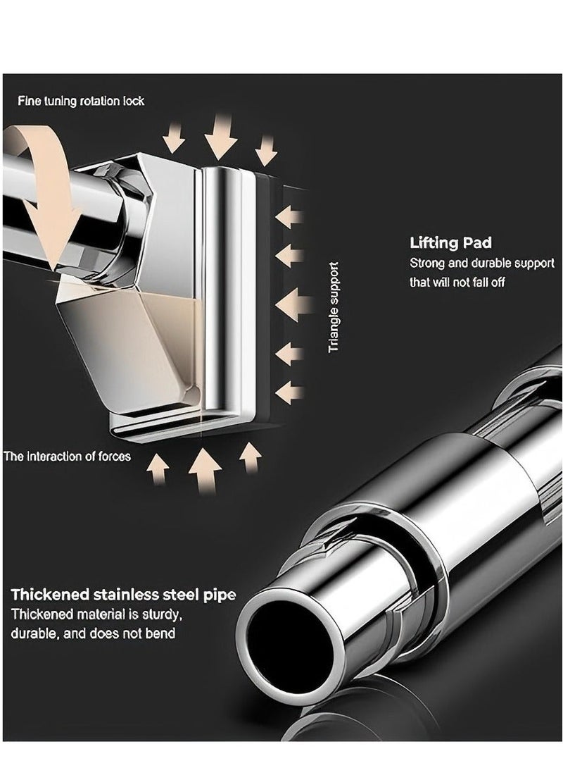 Nakhl 【Larger Base Tension Rod】 Non-Slip Adjustable Tension Pole(90-160cm),No Drilling, 304 Stainless Steel,for Shower Curtains,Window Curtains,Clothing Storage,Balcony Drying - Image 2