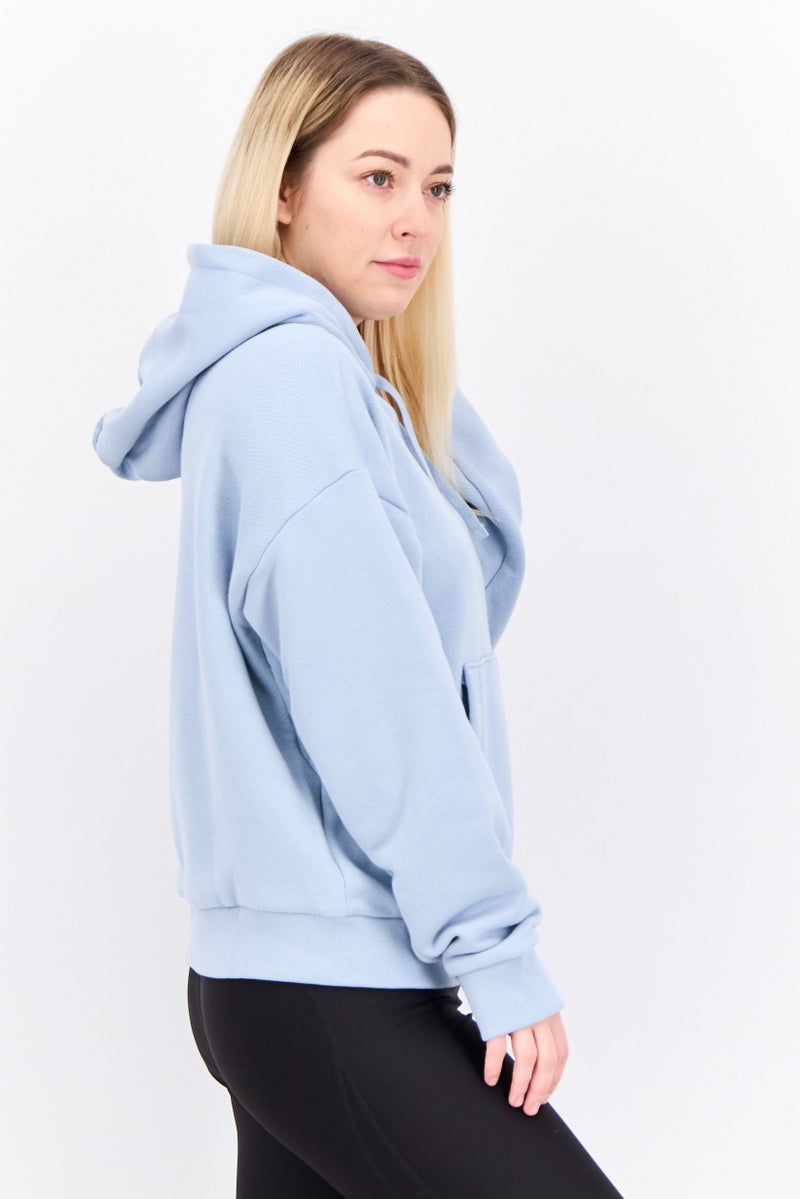 Adidas Women Loose Fit Long Sleeve Training Hoodie, Light Blue - Image 4