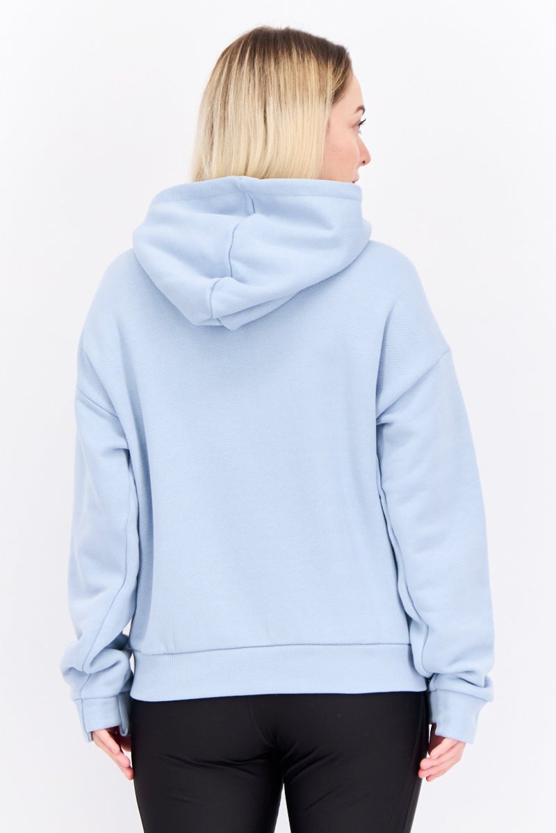 Adidas Women Loose Fit Long Sleeve Training Hoodie, Light Blue - Image 2