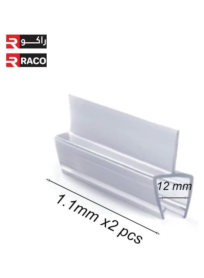 RACO RACO Glass Door Seal, Replacement PVC Splash Guard Seal Strip-PVC Silicone Lip Seal for Frame-less Glass (1.1 Meter x 2Pcs) (10 mm, Center Lip)  - Image 4