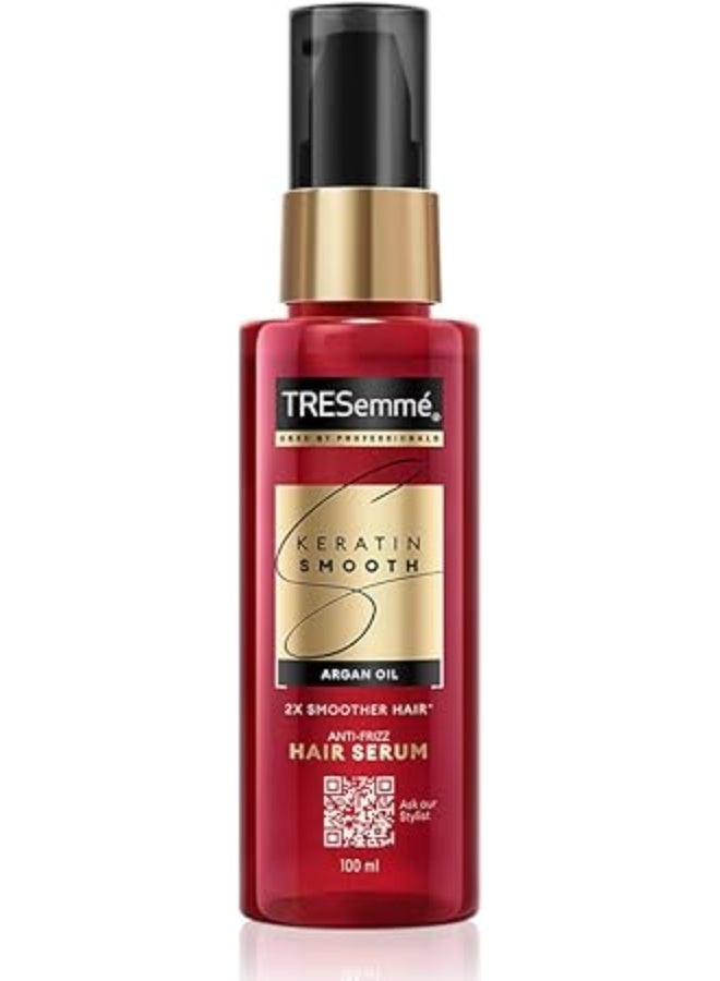 Tresemme Keratin Smooth Anti-Frizz Hair Serum with Argan Oil, for 2X Smoother Hair and Long Lasting Frizz control upto 48H even in 80% humidity 100ml - Image 1