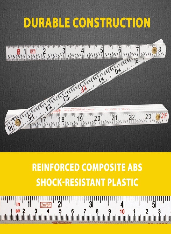 PERFECT MEASURING TAPE Co. FR-72 Carpenter's Folding Rule Lightweight Composite Construction Ruler with Easy-Read Inch Fractions - 6.5ft / 2m - Image 4