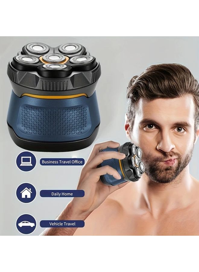 Blue Mens Electric Shaver Wet Dry USB Fast Charging Travel Portable - Image 1