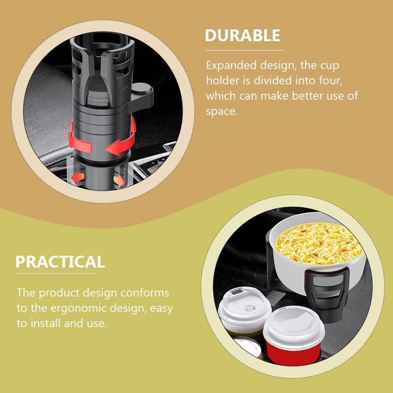 Car Cup Holder Extender Rotating Multi-Functional Vehicle Water Cup Rack with Dual-Layer Storage Organizer for Travel and Daily Use - Image 3