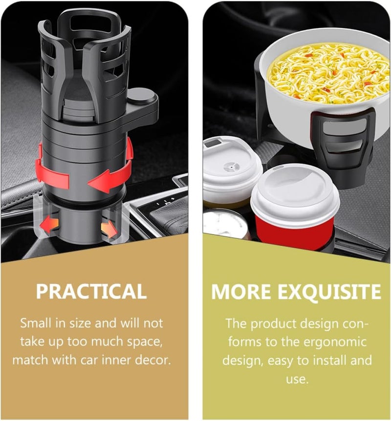 Car Cup Holder Extender Rotating Multi-Functional Vehicle Water Cup Rack with Dual-Layer Storage Organizer for Travel and Daily Use - Image 5