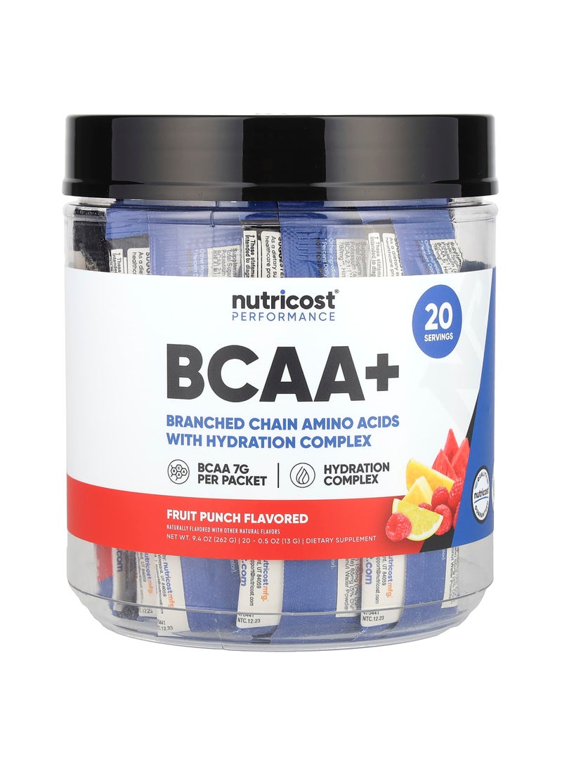 Performance, BCAA+, Fruit Punch, 20 Packets, 0.5 oz (13 g) Each