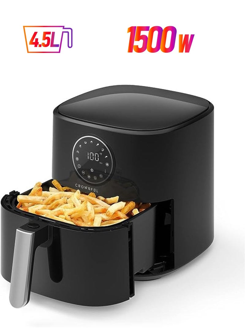 IAF قلاية هوائية 4.5 لتر 1500 واط 220 فولت مع 7 إعدادات و53 وصفة، تحكم في درجة الحرارة والوقت، شاشة لمس رقمية LCD، الأفضل للقلي والشواء والتحميص والخبز، ضمان لمدة سنتين - Image 1