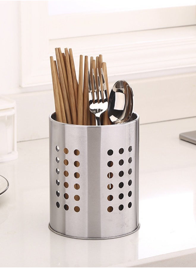 wowofa Chopsticks Holder Kitchen Storage Shelf Stainless Steel Cutlery Holder Cage Drainer Storage Spoon Chopsticks Organizer Rack Organize spoons, forks, and kitchenware silvery 15*12cm  - Image 1