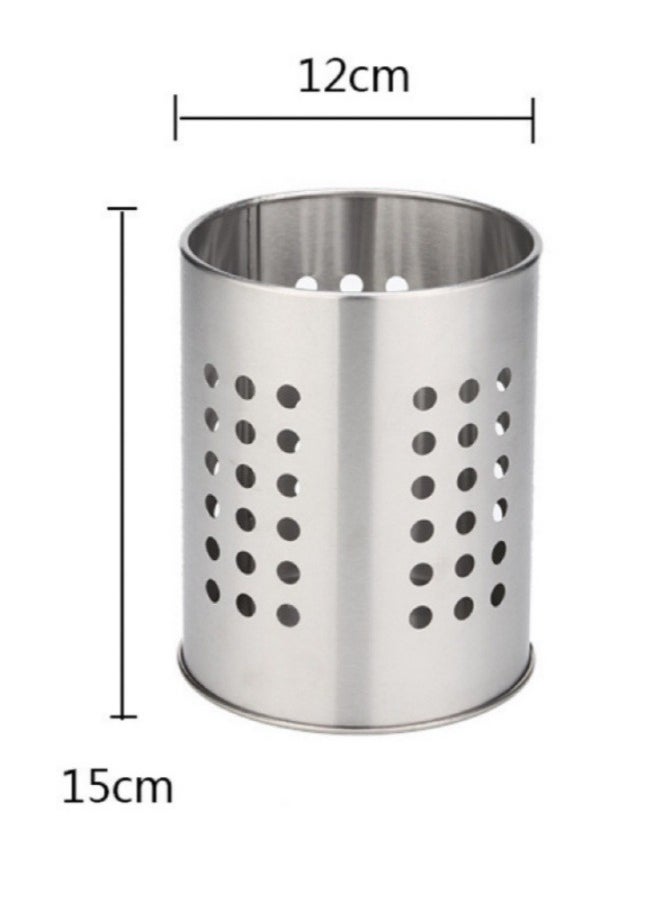 wowofa Chopsticks Holder Kitchen Storage Shelf Stainless Steel Cutlery Holder Cage Drainer Storage Spoon Chopsticks Organizer Rack Organize spoons, forks, and kitchenware silvery 15*12cm  - Image 2