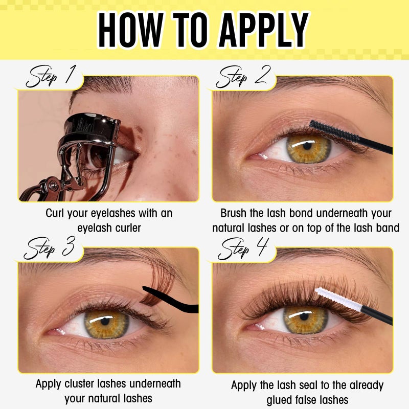 zanlufly Brown Lash Clusters Natural Individual Lashes Cat Eye Eyelash Clusters D Curl Wispy DIY Lashes Extensions Brown Cluster Eyealshes Extension (10-16MM) - Image 5