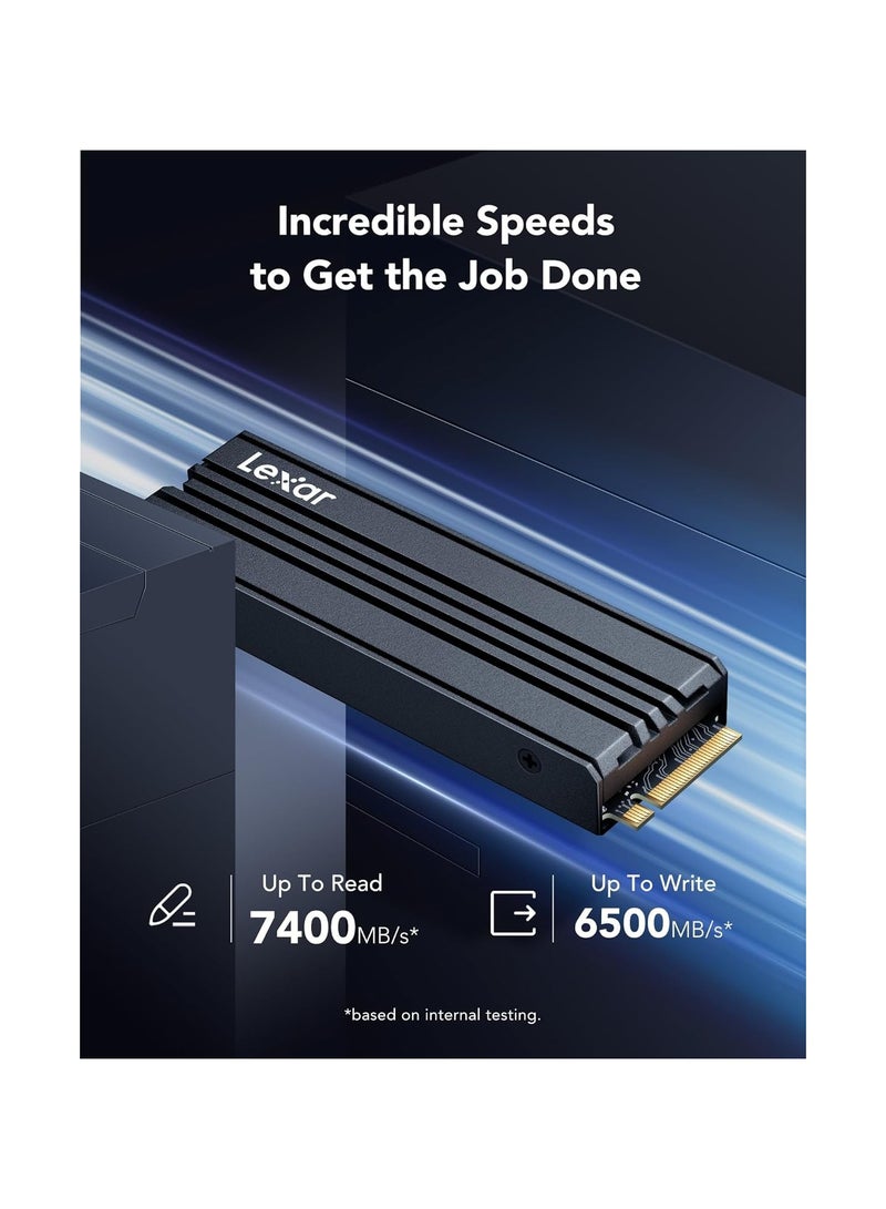 Lexar NM790 4TB SSD with Heatsink, M.2 2280 PCIe Gen4x4 NVMe 1.4 Internal SSD, Up to 7400MB/s Read, Up to 6500MB/s Write, Internal Solid State Drive for PS5, PC, Laptop, Gamers (LNM790X004T-RN9NG) 4 TB - Image 2