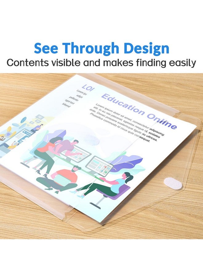 Sooez 6 Pack Plastic Envelopes File Folders, Rainforced Clear Folder Important Document Organizer, A4 Letter Size Bill Receipt Paper Holder Organizer Folder With Velcro Closure For School Office - Image 2