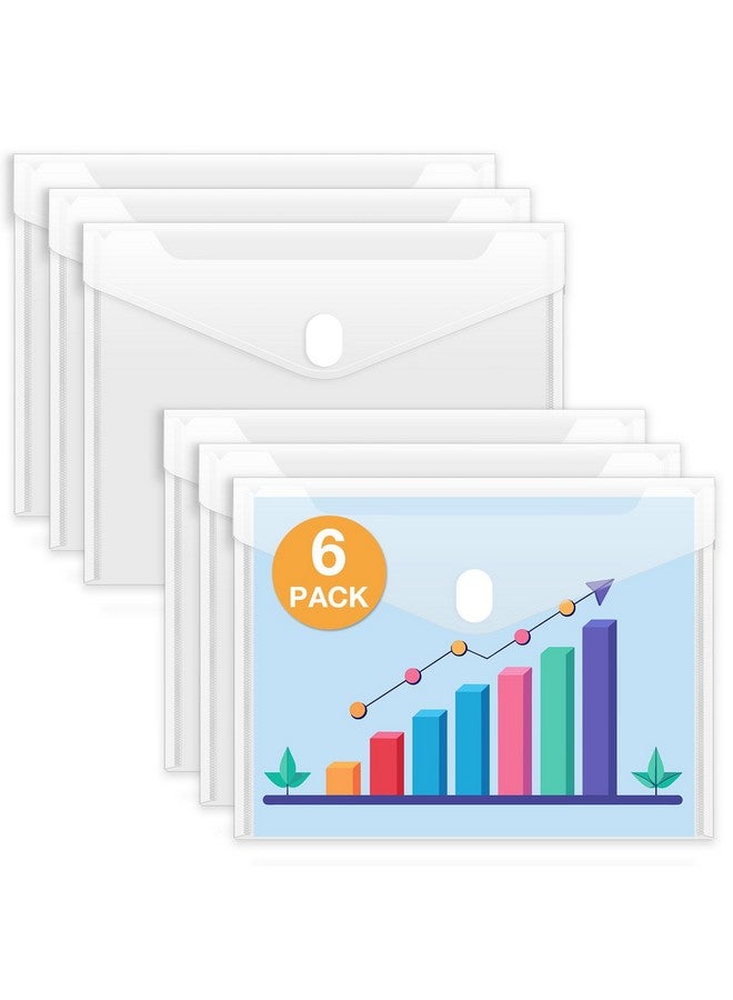 Sooez 6 Pack Plastic Envelopes File Folders, Rainforced Clear Folder Important Document Organizer, A4 Letter Size Bill Receipt Paper Holder Organizer Folder With Velcro Closure For School Office - Image 1