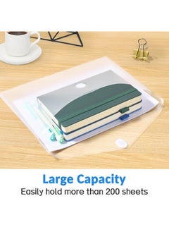 Sooez 6 Pack Plastic Envelopes File Folders, Rainforced Clear Folder Important Document Organizer, A4 Letter Size Bill Receipt Paper Holder Organizer Folder With Velcro Closure For School Office  - Image 4