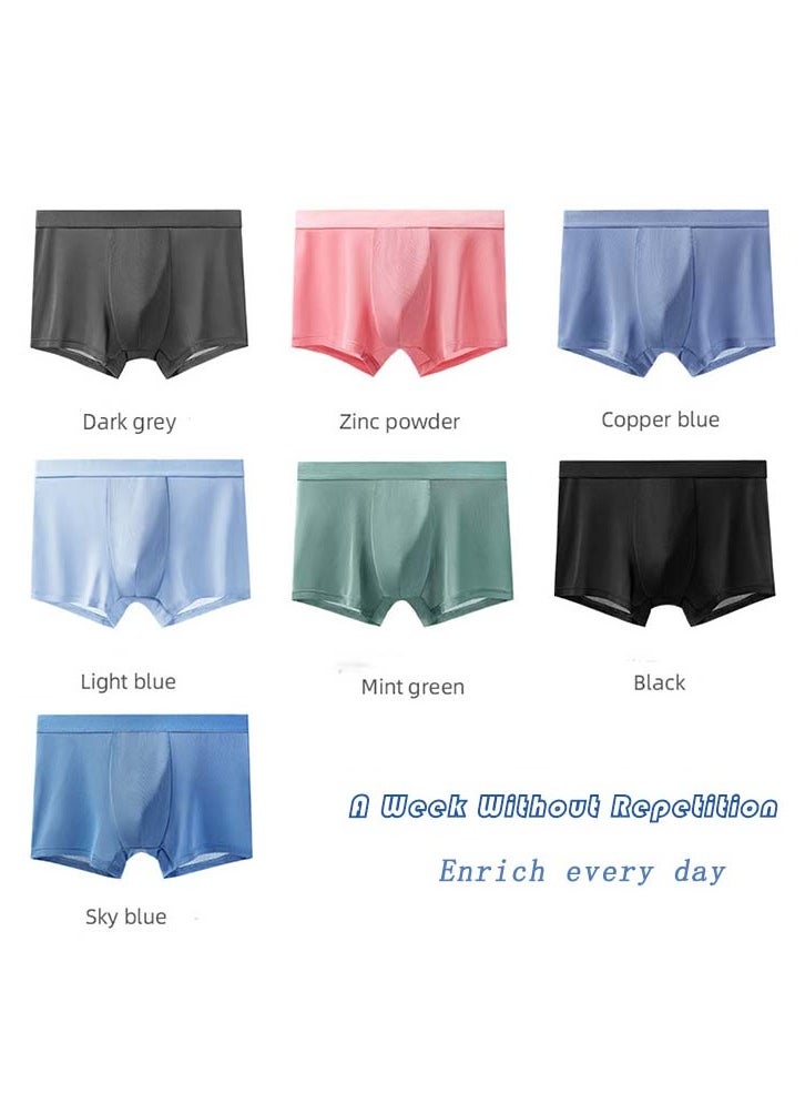 5 pcs Ice Silk Solid  colou  Men's Boxer Briefs Underwear  Ice Feeling Summer Thin Breathable Boxer Underwear  Casual Breathable Soft And Comfortable Boxer Underwear