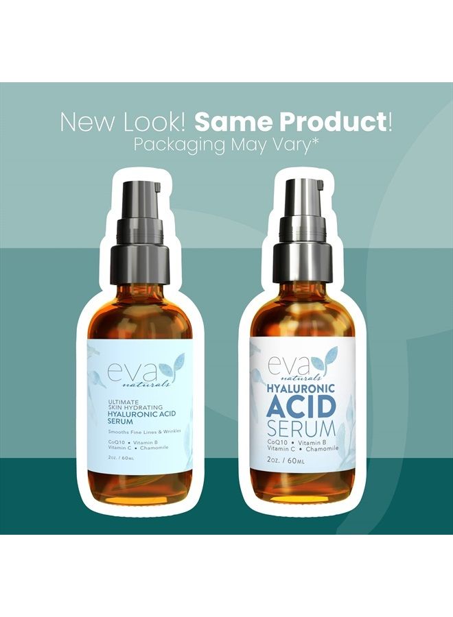 Eva Naturals Pure Hyaluronic Acid Serum For Face - Facial Serum - Wrinkles and Fine Lines - Perfect Hydrating Serum for Face and Dry Skin - Pairs with Vitamin C Serum & Retinol Serum (2 Oz) - Image 2
