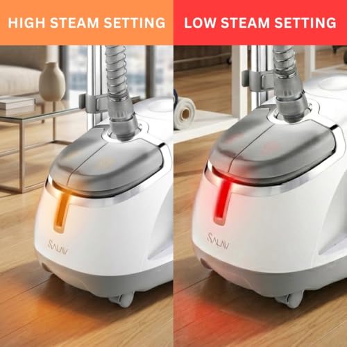 SALAV GS45-DJ Professional Upright Garment Steamer with Roll Wheels, Multi-Function Extra Wide Hanger, Fabric Brush & Mini Ironing Paddle, 1500 watts, Silver - Image 5