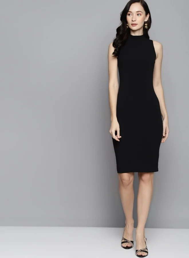 SASSAFRAS Black Bodycon Dress for Women