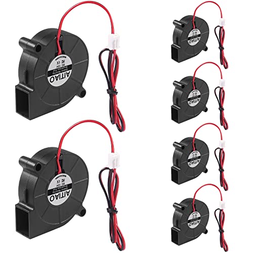 AITIAO 6Pcs 5015 Cooling Fan, DC 12V 50x50x15mm 3D Printer Blower Brushless Cooling Fans 5015 Oil Bearing Turbine Fans with 2Pin Terminal for 3D Printer Hotend Extruder Heatsinks - Image 1