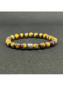 PSGT Tiger Eye & Hematite Mixed Natural Stone Unisex Bracelet 8 mm  - Image 2