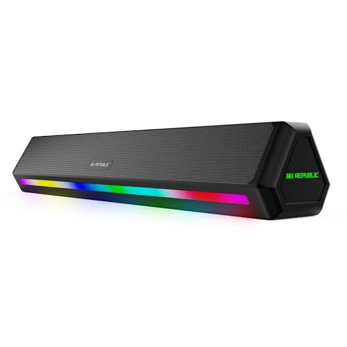 Nu Republic Party Box 240 Bluetooth Soundbar with X-Bass Technology, 52mm Dual Dynamic Drivers, Dual Passive Radiator, 24W Output, Upto 16 Hrs Playtime, Multiple RGB LED Lights (Black, 2.0 Channel) - Image 1