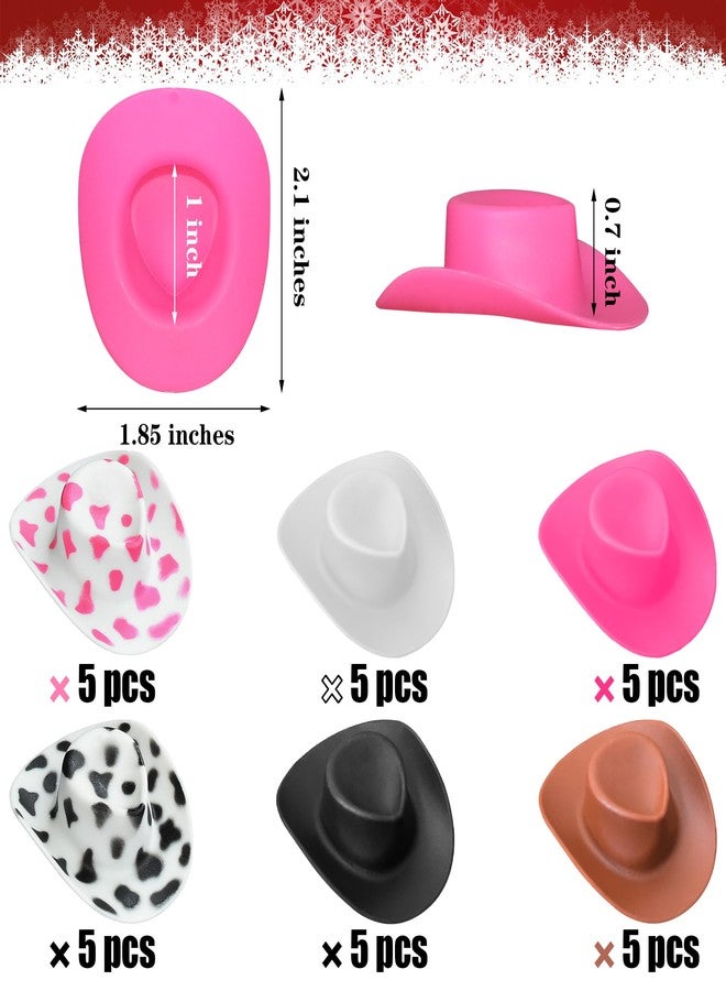 Yuronam 30 Pcs Plastic Mini Western Cowboy Cowgirl Hats Miniature Hats for Crafts,Party,Dollhouse Decoration (Multi Color) - Image 2