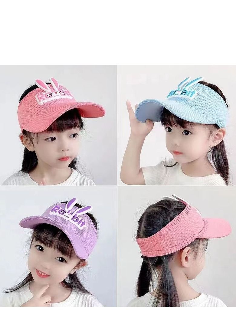 2PCS Summer Children's Empty Top Hat Sunscreen Breathable Lovely Rabbit Girls And Boys Anti-Ultraviolet Peaked Cap Travel Tide Sun Hat - Image 2