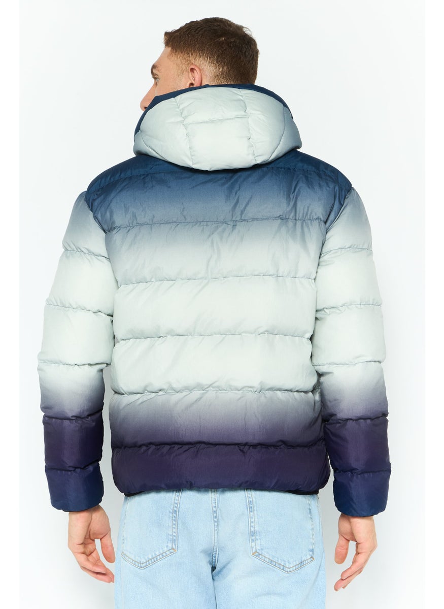 EMPORIO ARMANI - Men Hooded Ombre Puffer Full Zip Jacket, Purple - Image 1