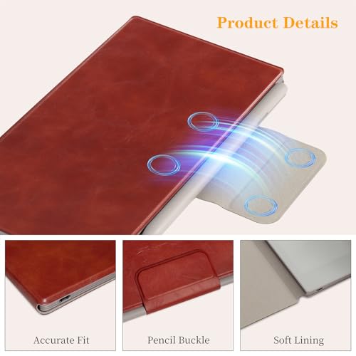 WALNEW Case for Remarkable Paper Pro Move 7.3" (2025), Magnetic Auto Wake/Sleep Smart Folio Cover, Slim PU Leather Remarkable Paper Pro Move Case with Pen Holder (Brown) - Image 5