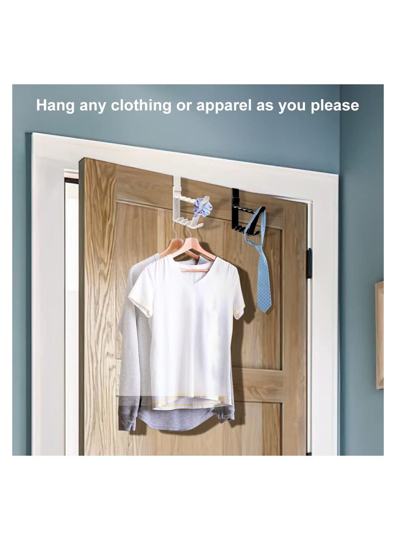 4PCS Over the Door Hooks, High-Strength ABS Plastic Door Hangers Door Hangers with Double Hooks Organizer Hooks for Living Room, Bathroom, Bedroom, Hanging Clothes, Towels,Hats,Coats, Bags (White) - Image 2