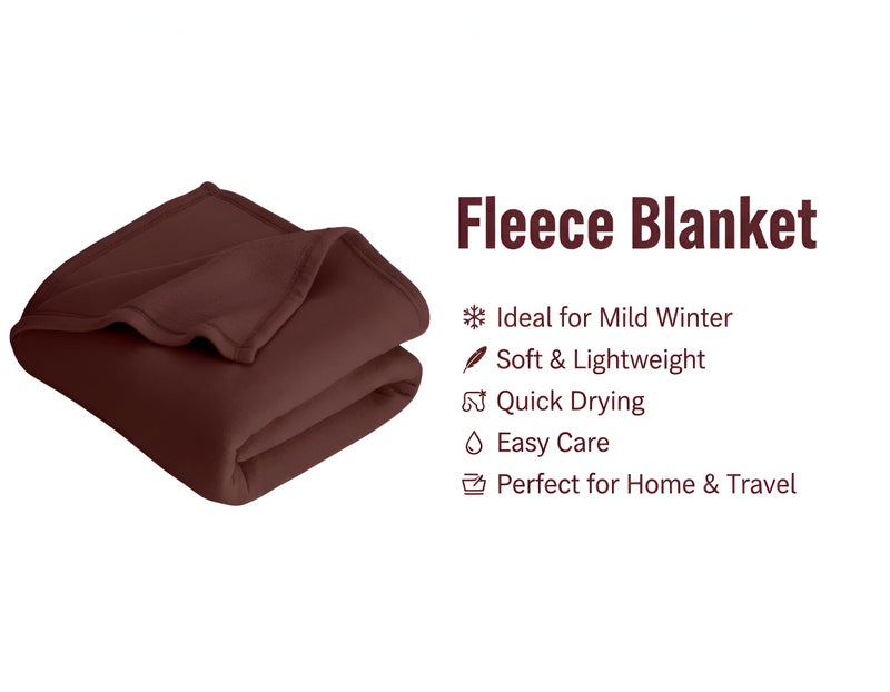 STARNSTYLE 300 TC All Season Solid/Plain Lightweight Polar Fleece Single Bed Blanket (152 x 230 cm) Brown Blanket SingleIV18 - Image 3