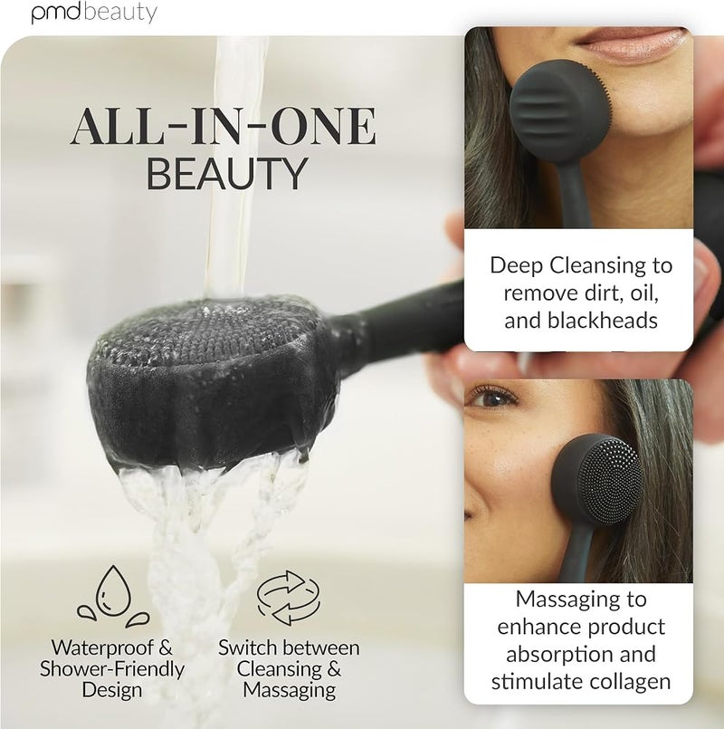 PMD Clean - Smart Facial Cleansing Device with Silicone Brush & Anti-Aging Massager - Waterproof - SonicGlow Vibration Technology - Clear Pores and Blackheads - Lift, Firm, and Tone Skin - Image 3