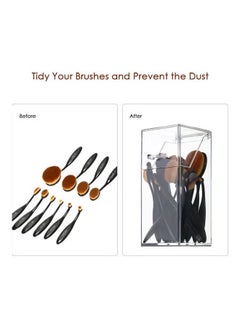 ORiTi Clear Acrylic Dust Proof Makeup Brush Organizer Cosmetic Brushes Eyebrow Pencil Storage Holder With Lid Transparent  - Image 2