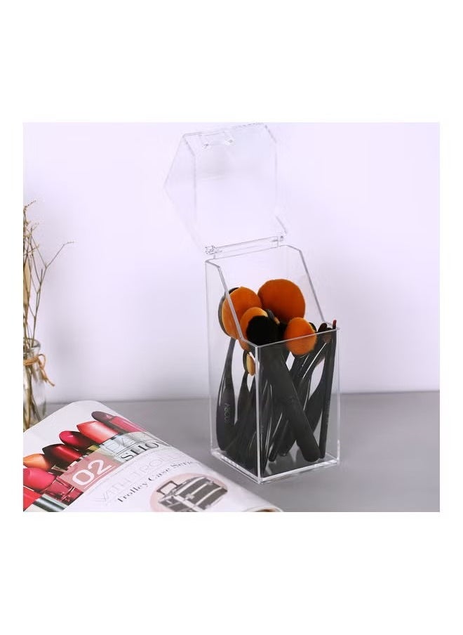 ORiTi Clear Acrylic Dust Proof Makeup Brush Organizer Cosmetic Brushes Eyebrow Pencil Storage Holder With Lid Transparent  - Image 3