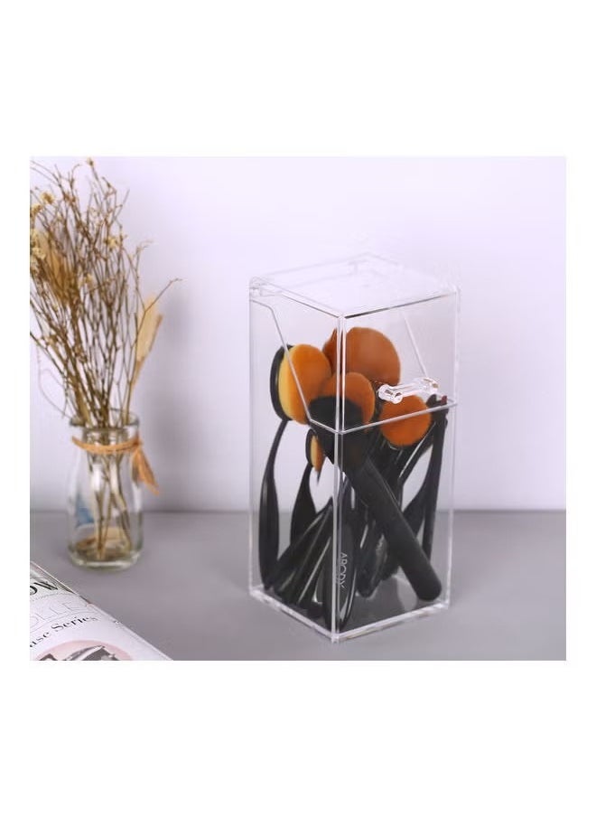 ORiTi Clear Acrylic Dust Proof Makeup Brush Organizer Cosmetic Brushes Eyebrow Pencil Storage Holder With Lid Transparent  - Image 5