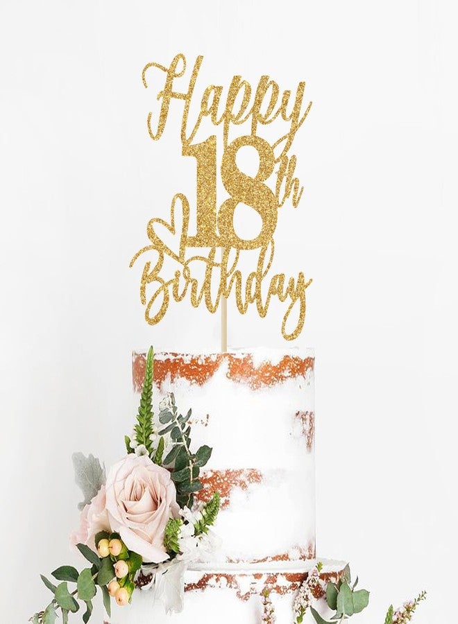 Yotawebery Gold Glitter Happy Birthday Cake Topper, Funny Happy Birthday Party Supplies (happy 18th birthday, Gold Glitter) - Image 2