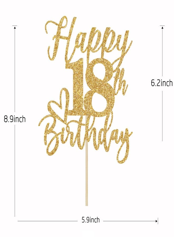 Yotawebery Gold Glitter Happy Birthday Cake Topper, Funny Happy Birthday Party Supplies (happy 18th birthday, Gold Glitter) - Image 4