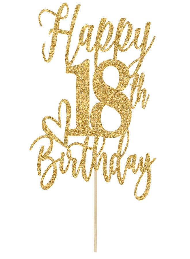 Yotawebery Gold Glitter Happy Birthday Cake Topper, Funny Happy Birthday Party Supplies (happy 18th birthday, Gold Glitter) - Image 5