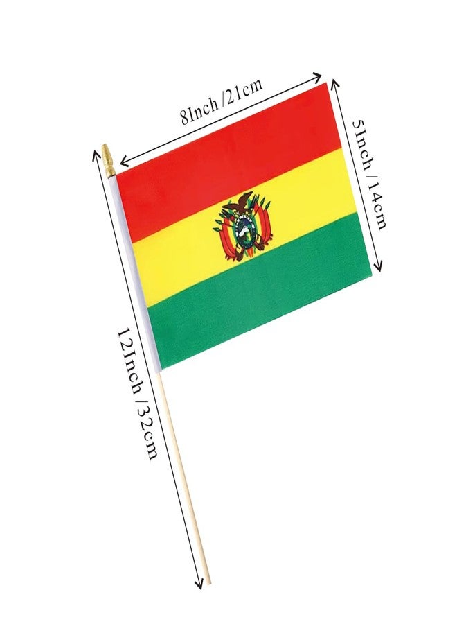 Ckexin 25Pack Small Bolivia Flag Handheld Mini Bolivian Flags on Stick 5x8 Inch - Image 2