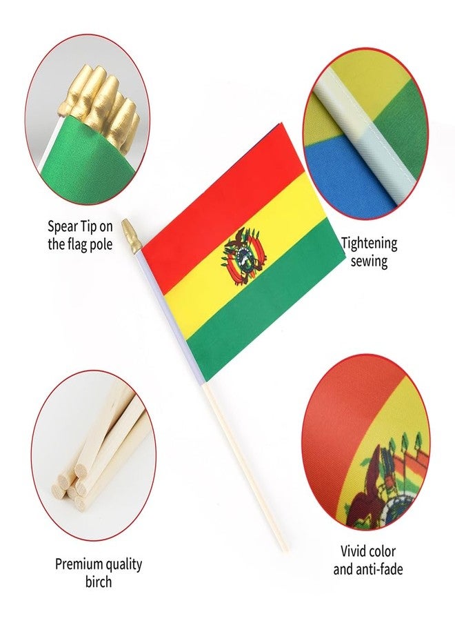 Ckexin 25Pack Small Bolivia Flag Handheld Mini Bolivian Flags on Stick 5x8 Inch - Image 3