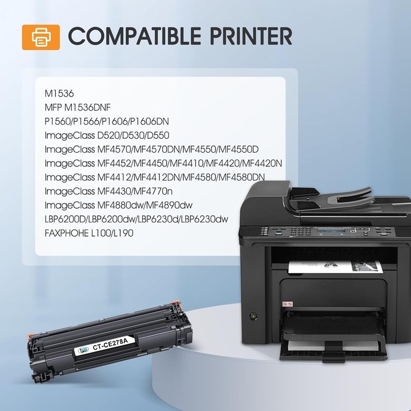 كول تونر خرطوشة حبر بديلة متوافقة من لطابعات HP 78A CE278A HP Laserjet 1536dnf MFP P1606dn 1606dn P1606 HP Laserjet MFP M1536dnf P1566 P1560 (أسود، عبوة من 4) - Image 2