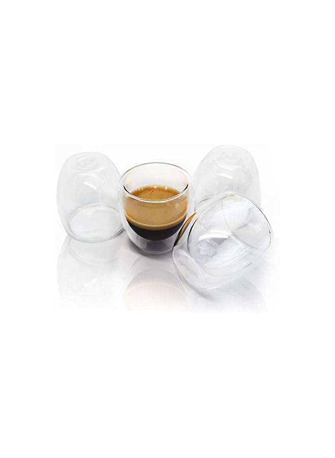 S-TOP Espresso Cups, Cafe Latte Cups, Cappuccino Cups, Tea cups and Dessert Cups. 80 Milliliter/2. 7 Ounce Double Walled Espresso Glasses, Set of 4 - Image 3